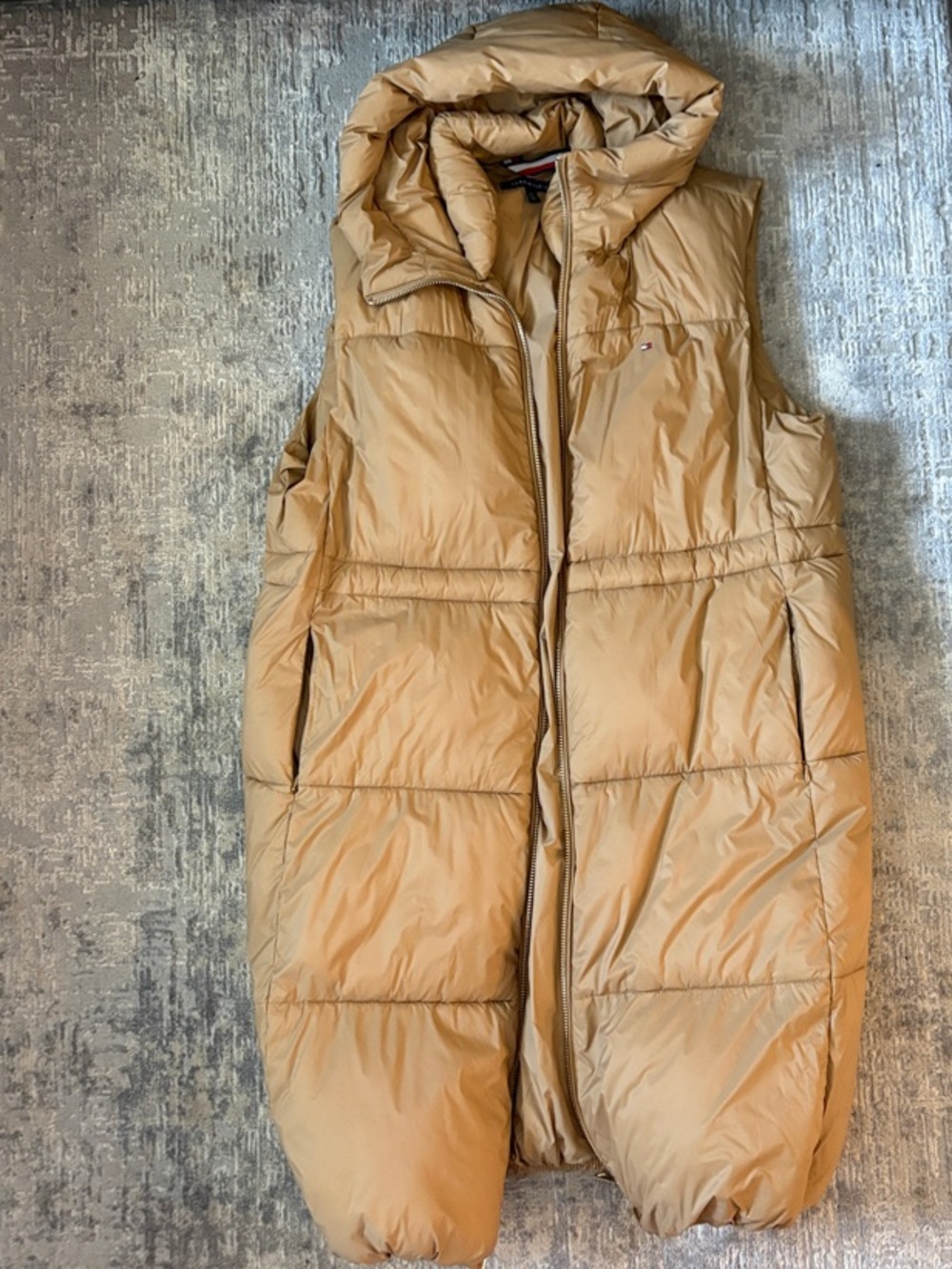 Tommy Hilfiger Tan Puffer Vest with Hood